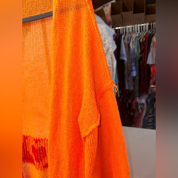 Orange Love Peace Knit Cover-Up Cardigan Size 2XL - Picture 6 of 7